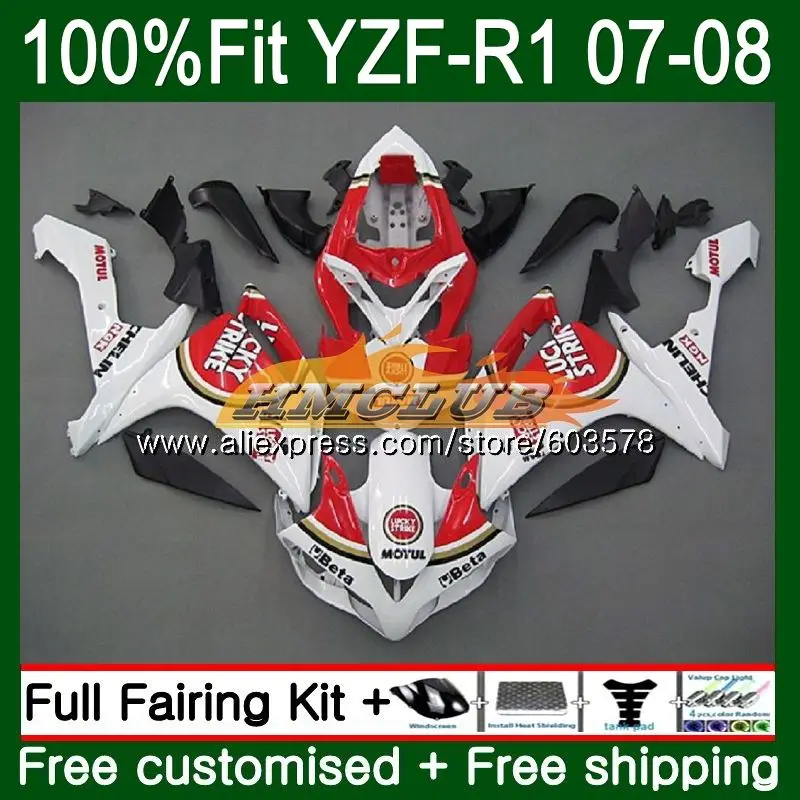 Инъекций для YAMAHA YZF R 1 YZF 1000 YZF-R1 2007 2008 49CL. 38 YZF R1 07 YZF1000 YZF-1000 YZFR1 07 08 OEM Лаки Страйк обтекатели