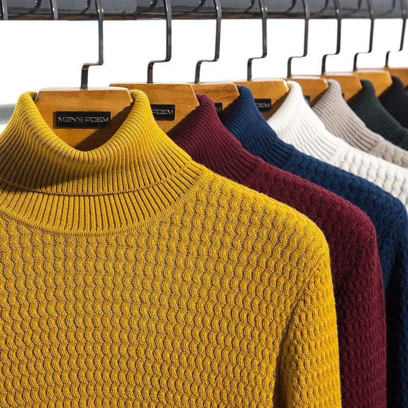 

2019 Autumn Winter Men's Turtleneck Sweater Fashion Casual Slim Pullovers Sweaters Male Brand Clothes 8 Colors