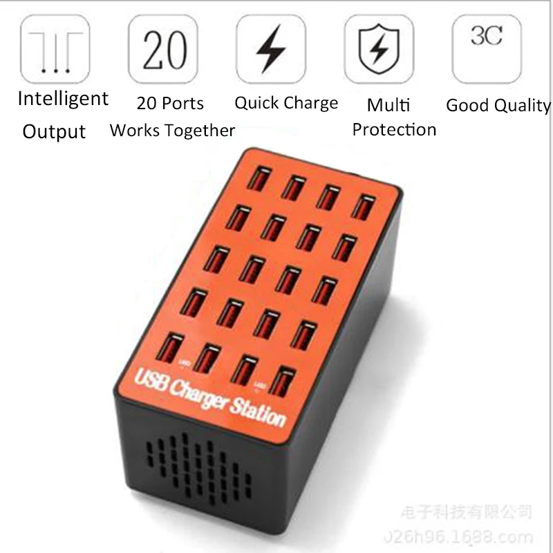 Asunflower, 20 портов, usb-хаб, быстрая зарядная станция, адаптер питания для IPhone X, IPad, huawei, настенное зарядное устройство, док-станция для зарядки с USB