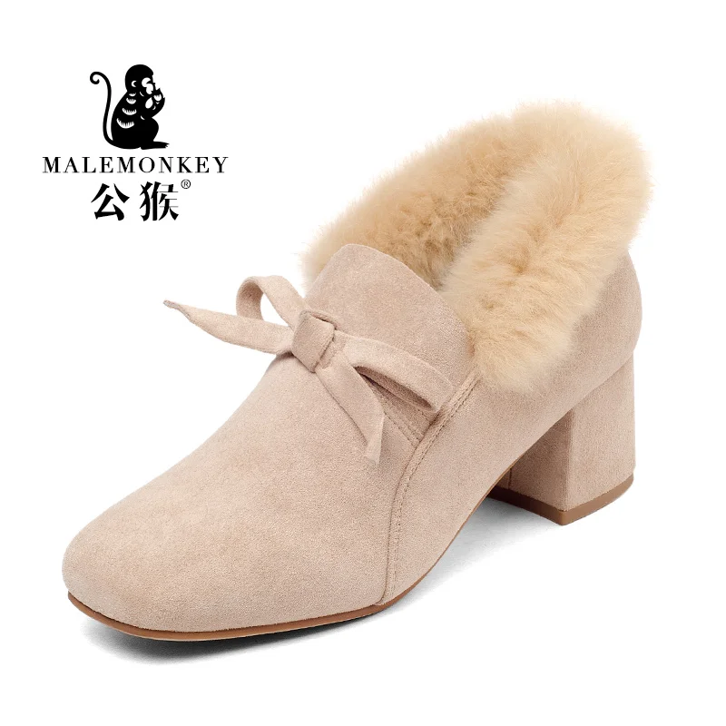 

2019 Winter New High Heels Shoes Warm Flock Full Short Plush Snow Boots Women High Guality
