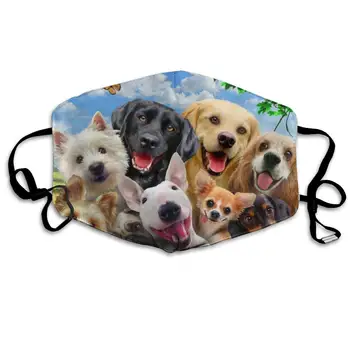 

NiYoung Breathable Anti Dust Mouth Mask with Adjustable Earloop, Warm Windproof Reusable Washable Half Face Mask, Animal Dog Set