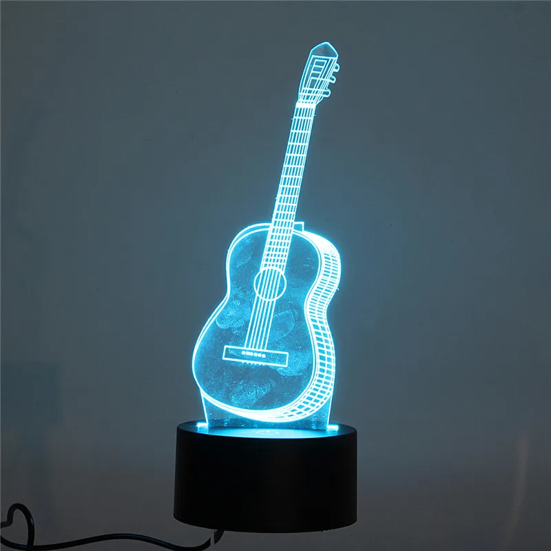 3D Led моделирование ночник 7 цветов Изменение гитары градиент настольная лампа домашняя атмосфера Декор прикроватный светильник для сна подарок