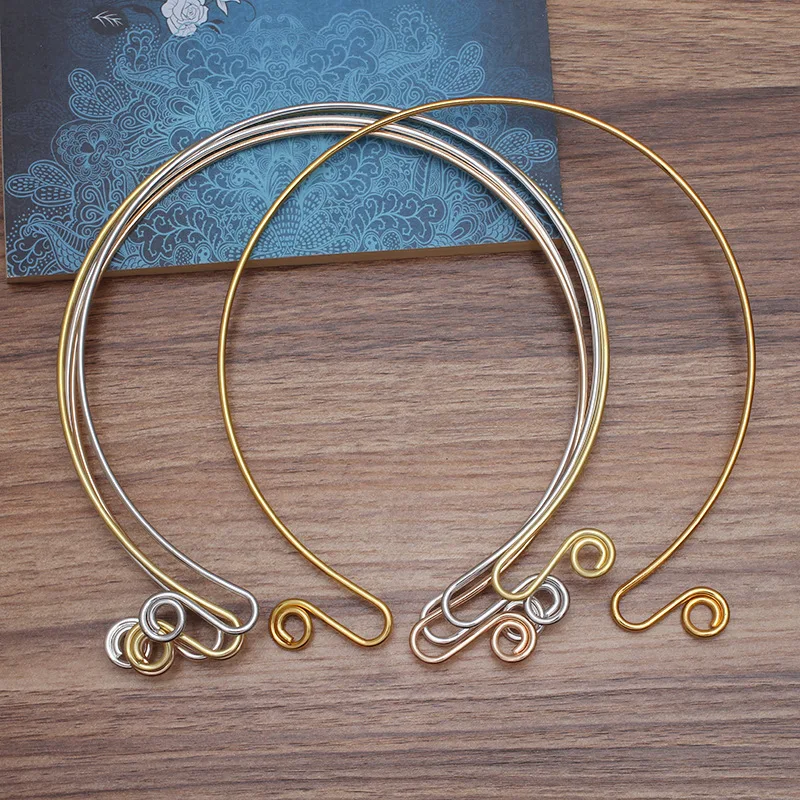 2pcs DIY Metal Collar Neckalce Circle Hang Hook Bride Base Setting Jewelry Making Components Wedding Necklace Jewelry DIY
