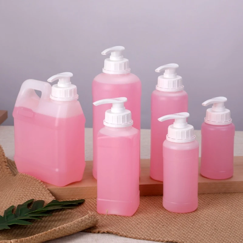 Plastic Empty HDPE Bottle With white Lotion Pump Body Lotion Shower Gel container Bathroon liquid dispenser 6