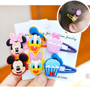 

1pair Cartoon PVC Mickey Minnie Donald Duck Daisy cake hair Clips bobby pin gift for kids