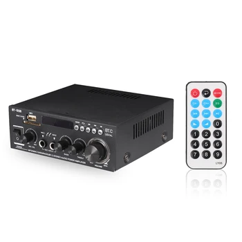 

2-in-1 Mini Power Amplifier Audio MP3 Player FM Radio BT Digital Audio Receiver LCD Display Dual Microphone Input BT Amplifier