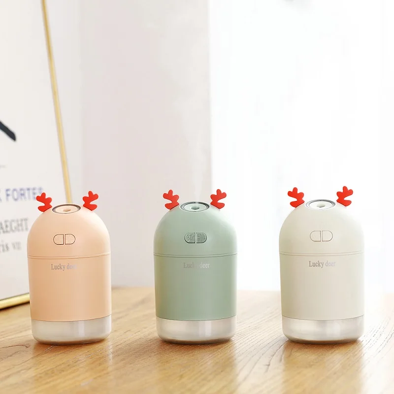 

400ML Lucky Deer Air Humidifier Aroma Essential Oil Diffuser USB Ultrasonic with Colorful Night Light Humidifier For Home Car