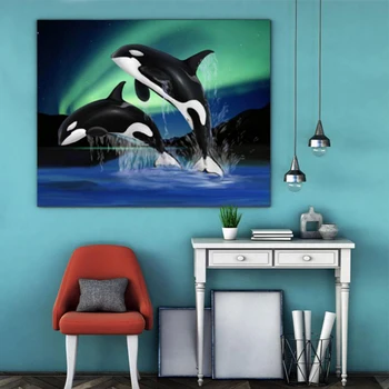 

DIY colorings pictures by numbers with dolphins picture drawing Relief painting by numbers framed Home
