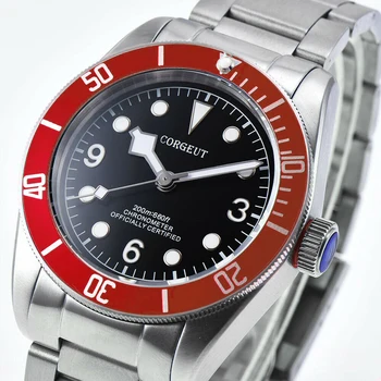 

Corgeut 41mm Automatic Mechanical Men Watch Luminous Swim Sapphire Glass Schwarz Bay Luxury Brand Military Diver WristWatch Men