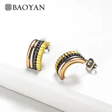 Baoyan новые модные серьги из нержавеющей стали, полукруглые золотые серебряные черные розовые золотые маленькие серьги-гвоздики серьги в готическом стиле для женщин