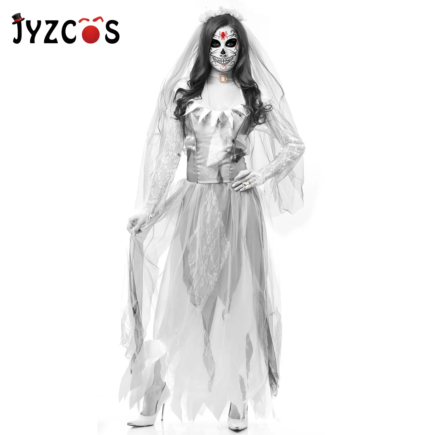 Платье JYZCOS для Хэллоуина костюм страшного призрака невесты зомби женское платье