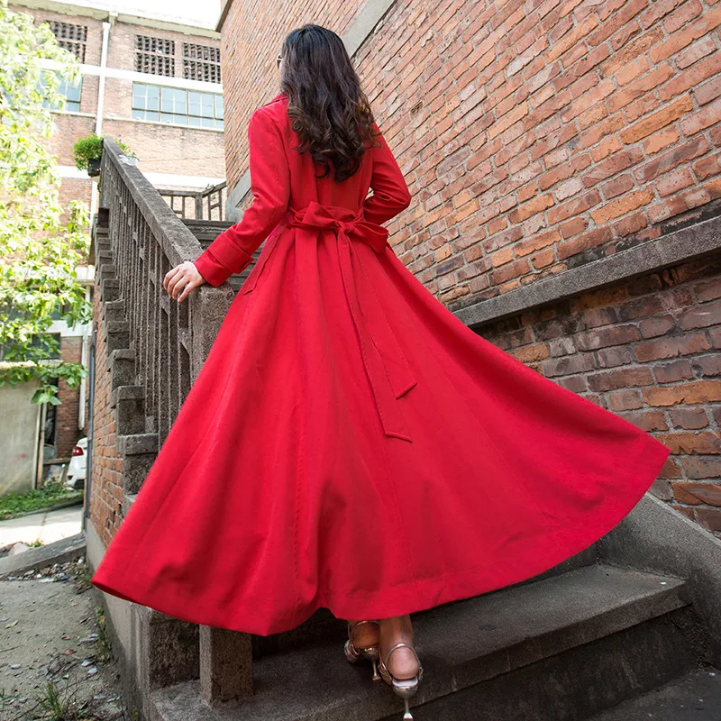 Европейский 2020 Женский Тренч Осеннее новое длинное пальто с поясом приталенный