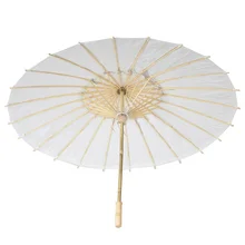 30pcs Bamboo Diameter 23.6inch Wedding Umbrella Parasol White Paper Long Handle Wedding Bridal Favor Parasol Adult Size