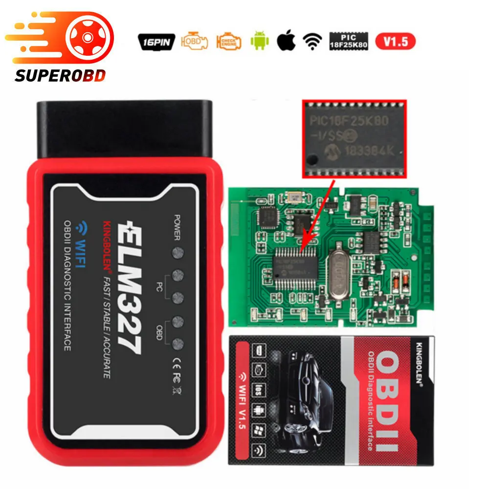 ELM327 WiFi Bluetooth V1.5 PIC18F25K80 чип OBDII диагностический инструмент для IPhone/Android/PC ELM 327 V 1,5 автоматический сканер Torque OBD|Считыватели кодов и сканеры|   | АлиЭкспресс