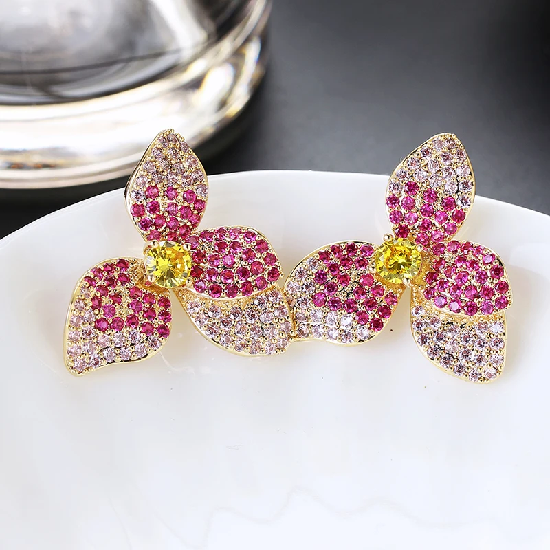 Серьги гвоздики с фианитами женские роскошные Брендовые украшения для ушей