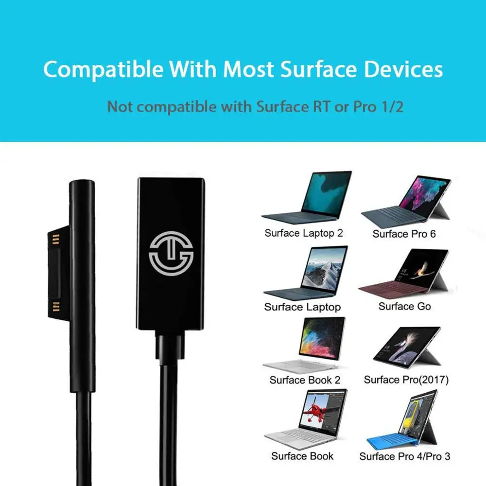 USB-C женский PD зарядный разъем адаптер питания кабель для microsoft Surface Pro 3 4 5 6 Go конвертер ноутбук зарядное устройство Шнур