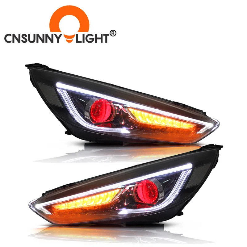 CNSUNNYLIGHT For Ford Focus 201520162017 Car Headlight Assembly LED Demon Eyes DRL Turn Signal Xenon HID Projector Lens