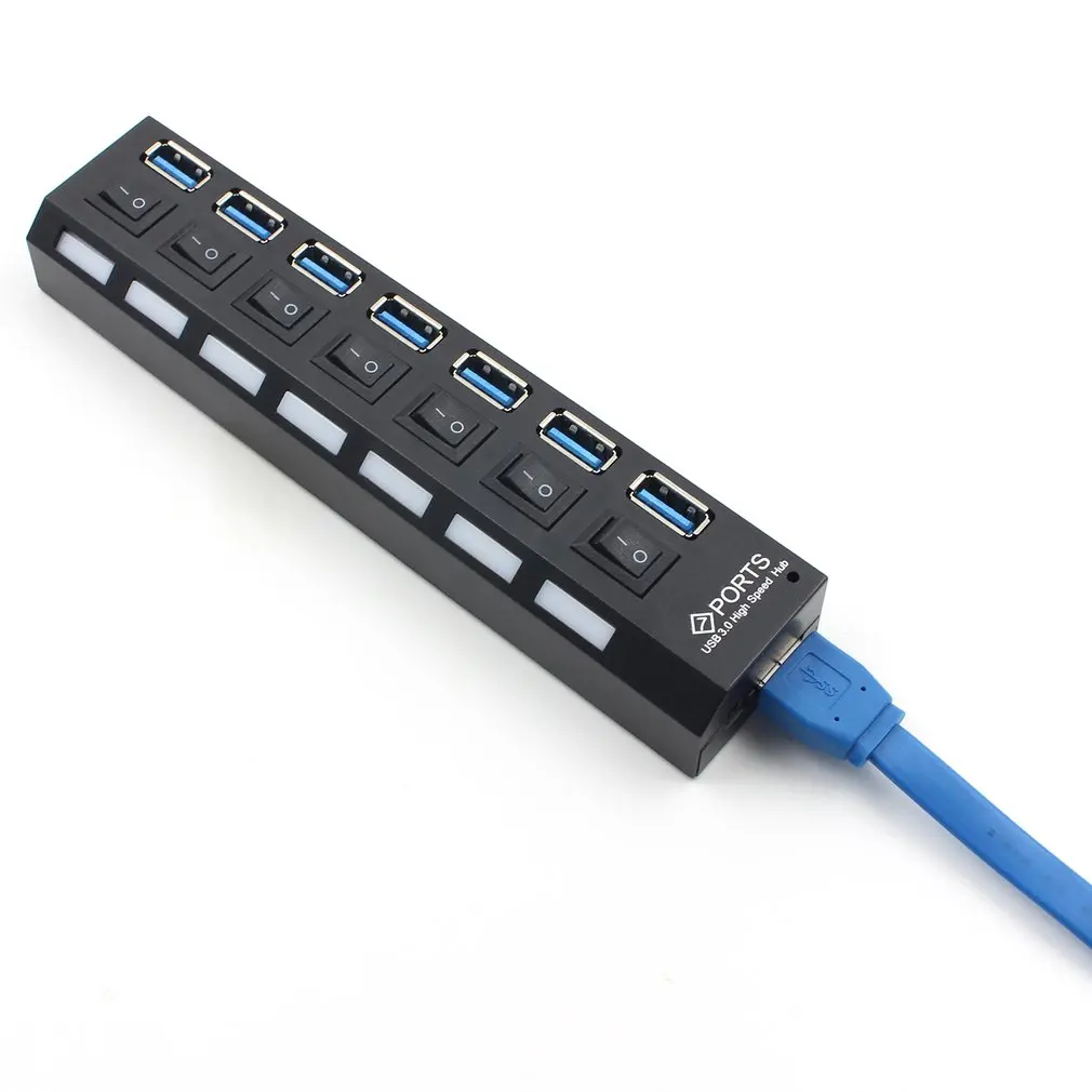 Внешний 7 портов интерфейс Высокоскоростной USB 3,0 Портативный хаб расширительный разветвитель заряда для ноутбука компьютера Plug and Play AU Plug
