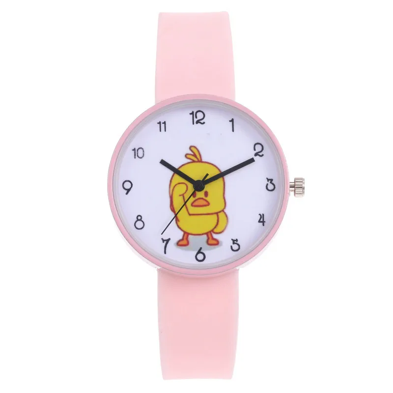 

Hot sales Children watch boy girl students clock gift cartoon Little yellow duck Silicone kids watches