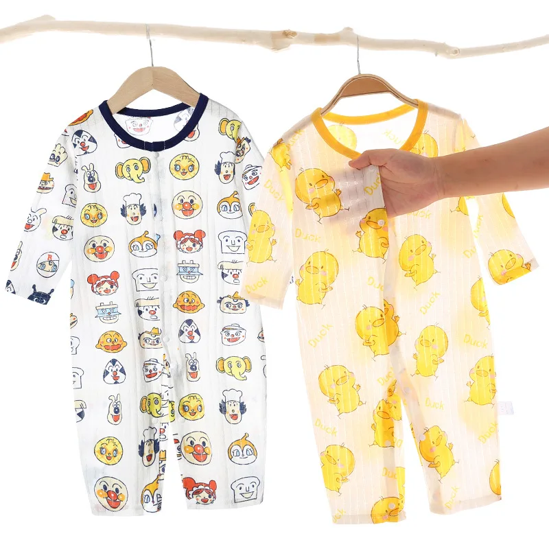 

Baby Jumpsuit Spring And Autumn Summer Air Conditioning Clothes Thin Newborn Infant Men's Pure Cotton Pajamas Women Tracksuit Su