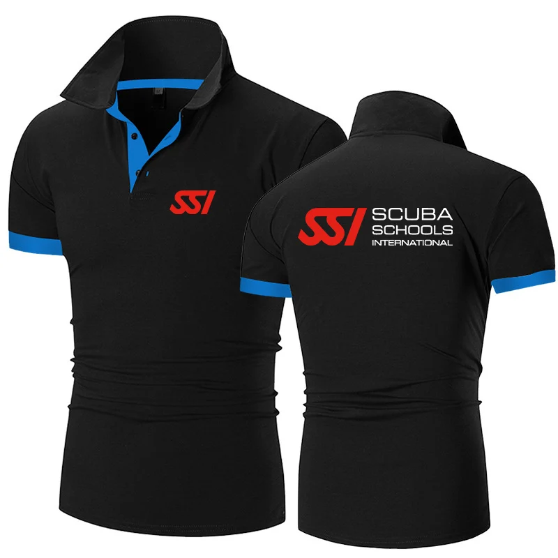 Scuba Diving Dive SSI Printing Polo Shirt Men's Summer Stritching