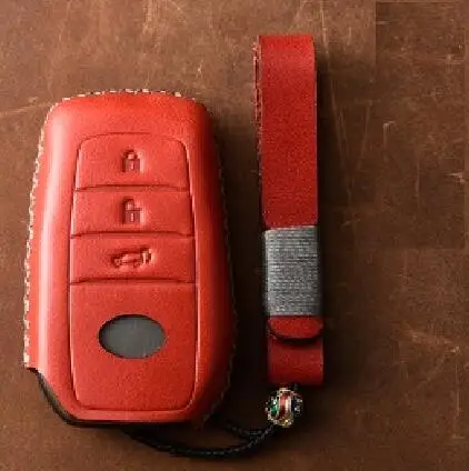 3Button red 01 Чехол из натуральной кожи с дистанционным управлением для Toyota Camry Highlander Prado Crown Land Cruiser Prius Vitz Reiz Fortuner Prius - Название цвета: 3Button red 01