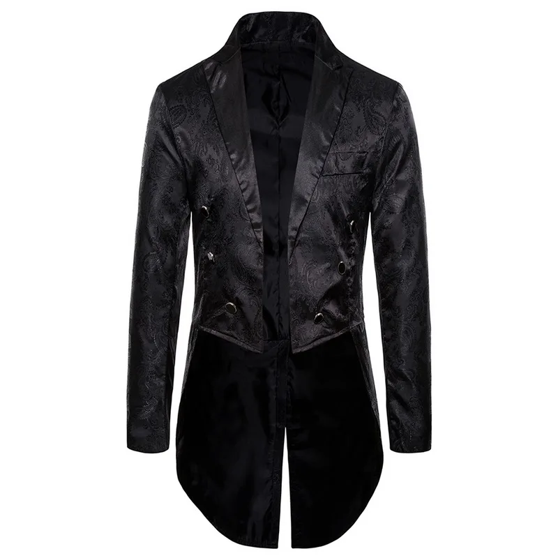 Мужской смокинг костюм Готический стимпанк Блейзер пиджак модный длинный рукав тонкий пиджак костюм для выступлений мужские свадебные костюмы
