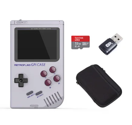 Case with 32GB Bag Чехол Retroflag GPi для Raspberry Pi Zero или Zero W с безопасным отключением портативной игровой консоли, предварительно установленная 7000+ игры - Цвет: Case with 32GB Bag