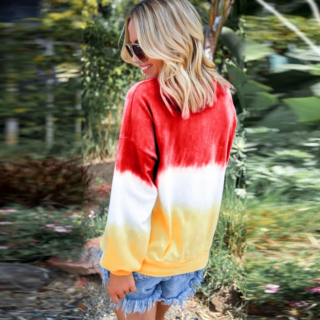 Уличная Футболка с принтом Tie Dye, женская футболка с длинным рукавом, женская одежда, Повседневная футболка, топы, Poleras Mujer De Moda