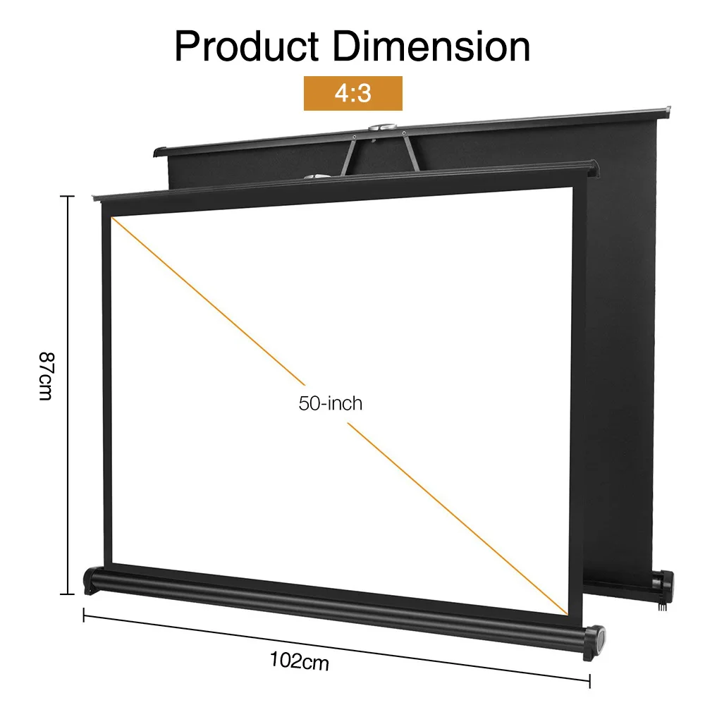 50 Inch Caiwei 40 дюймов 50 дюймов настольный проектор экран толстый материал портативный открытый складной кинотеатр домашний игровой 3D Led HD эффект - Цвет: 50 Inch