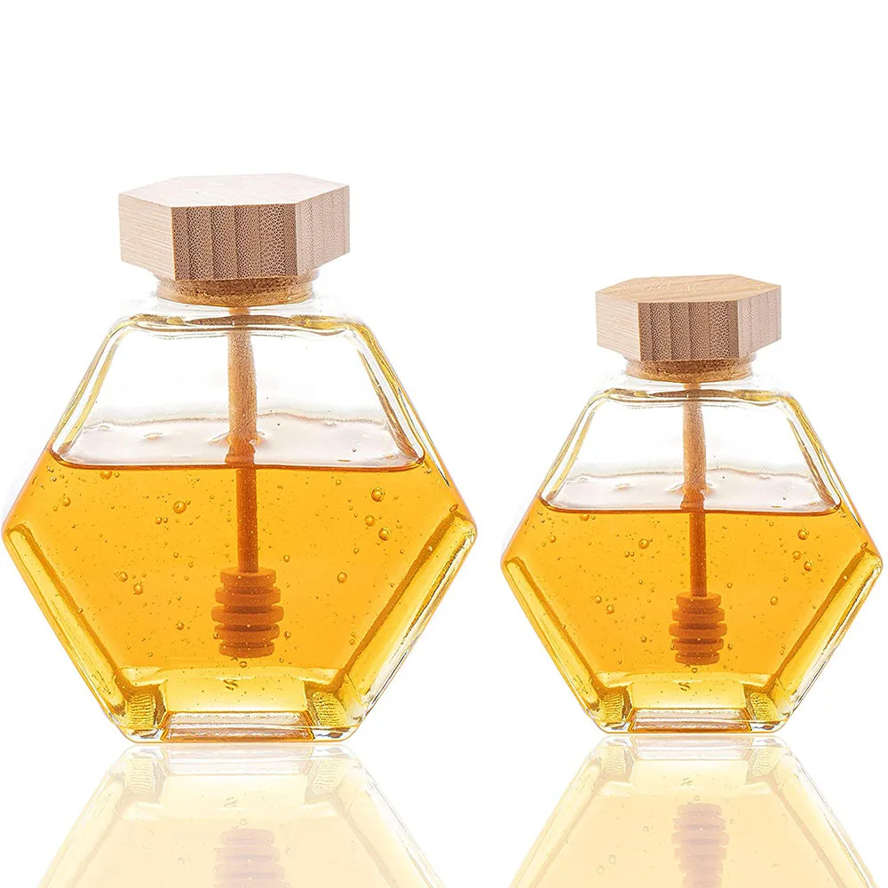 

220ML/380ML Glass Honey Jar with Bamboo Honey Stick Spoon Mini Small Honey Bottle Container Pot Honey Storage