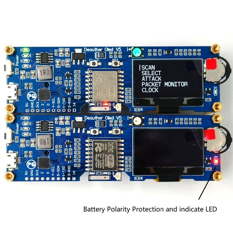 Wi-Fi Deauther Oled V5 Esp8266 макетная плата 18650 защитный чехол с защитой от полярности батареи антенна 4Mb