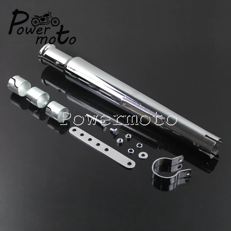 Universal 35mm/40mm/42mm/45mm Cafe Racer Exhaust Muffler Cocktail Shaker Silencer Pipe 540mm Tulip End Mufflers for Bobber XS CL