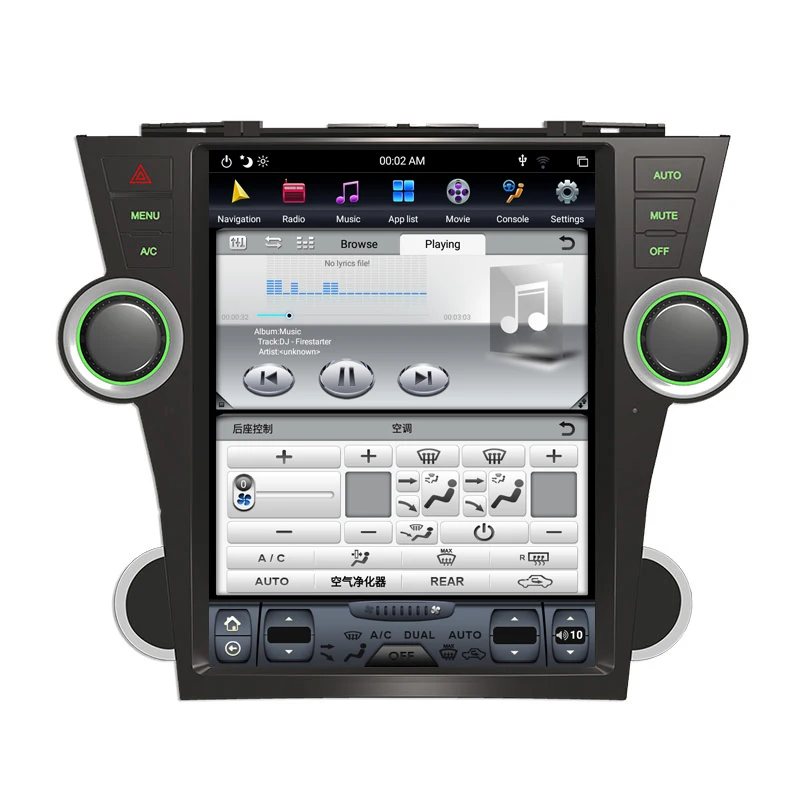 Android 9,0 Tesla вертикальный экран автомобиля нет dvd-плеер gps навигация для Toyota Highlander 2007-2013 аудио плеер 12,1 дюймов