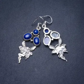 

Natural Lapis Lazuli Handmade Unique 925 Sterling Silver Earrings 2" Y0672