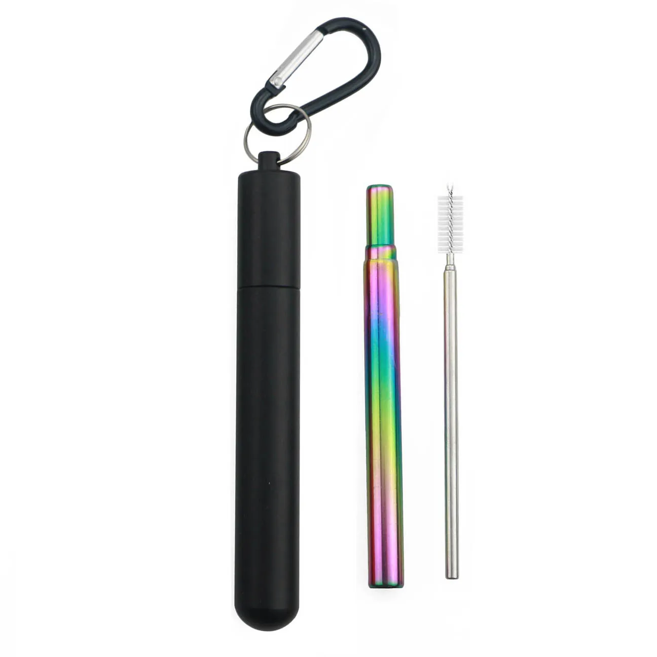 

Telescopic Metal Drinking Straw Collapsible Reusable Straw Portable Stainless Steel Straw with Case and Brush for Travel Outdoor