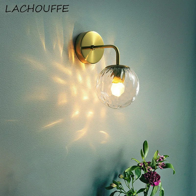 

Nordic Water Glass Wall Lamp Sconces Vintage Metal Led Light Fixtures for Bedroom Aisle Corridor Loft Decor Lamps Luminaire E27