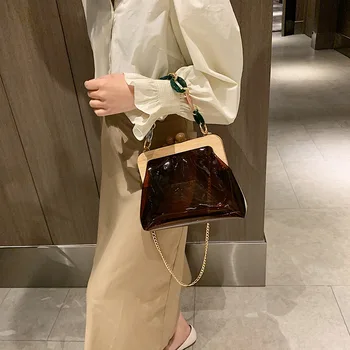 

2020 new Korean shoulder bag women's casual fashion transparent chain shoulder messenger bag