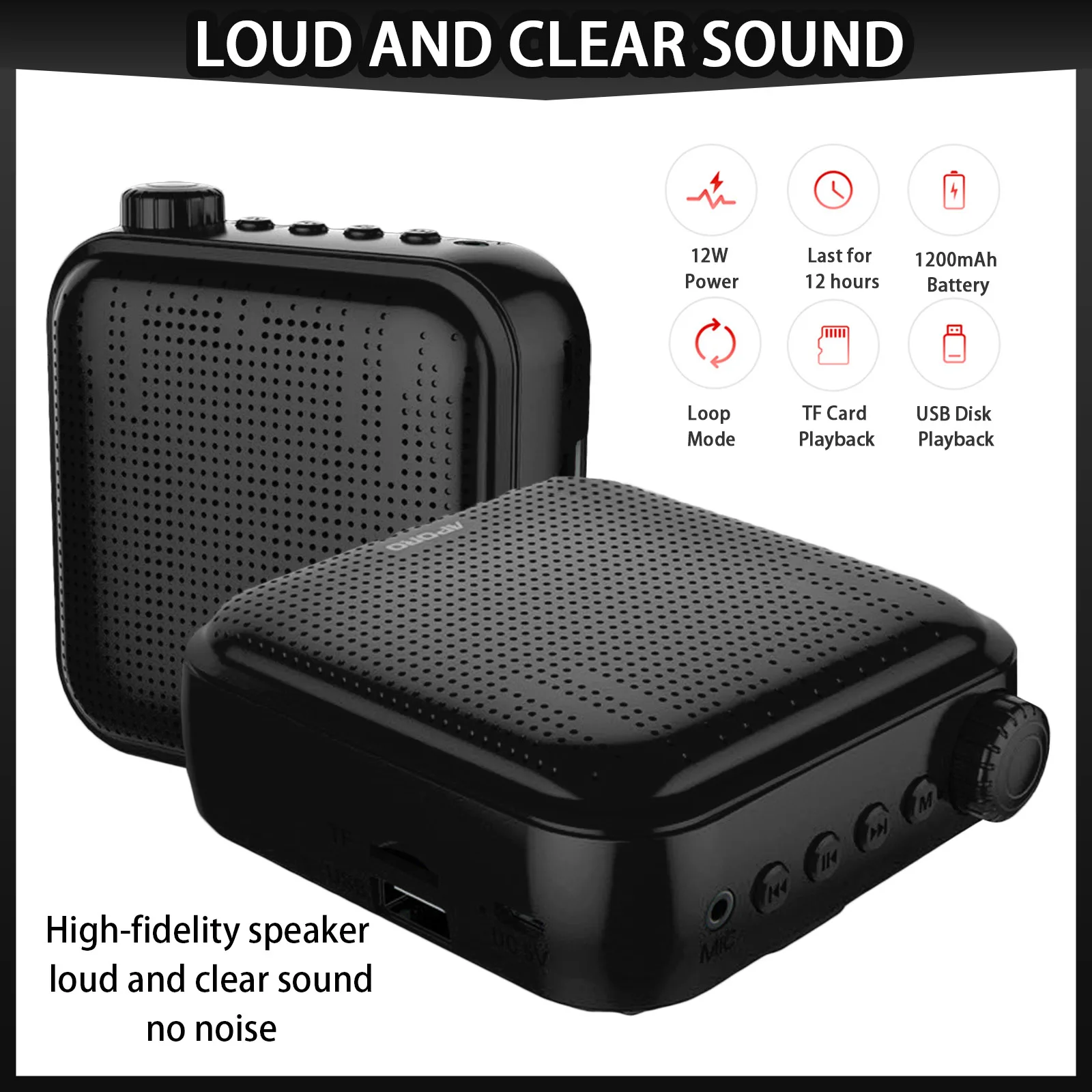 Amplificador de Voz Alto-falante de Voz com Microfones com Fio Bolsa de Armazenamento para Professores Gosear Portátil Mini Guia Turístico 12w 1200mah - Image 2