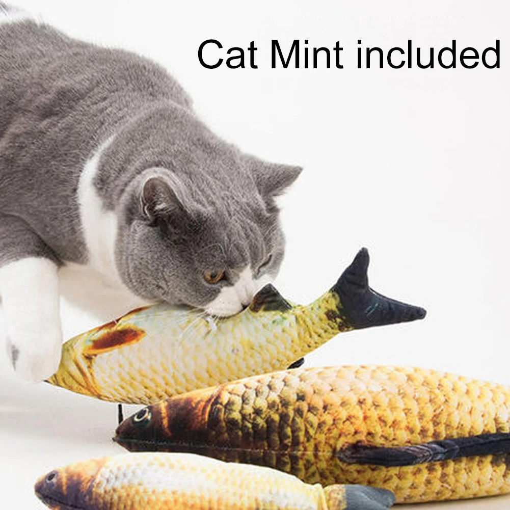 Pet Cats Artificial Plush Fish Shaped Catnip Dental Teeth Care Clean Chewing Toy 2020