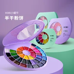 2021 New Small Snail Semi-dry Watercolor Paint Solid Watercolor Semi-dry Pressed Powder Hand-painted 24/38 Color Beginner Paint