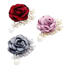 Ткань цветок брошь круглая инкрустация Циркон пресноводный жемчуг кулон Роза булавка аксессуары для одежды