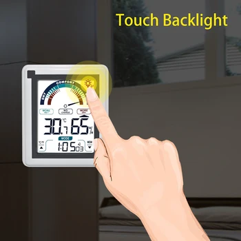 

Hot Multifunction Thermometer Digital Indoor Thermometer Alarm Clock Accurate Temperature Humidity Monitor with Touch LCD Displa