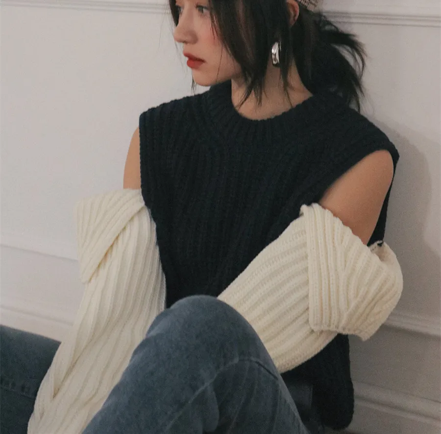 WHITNEY WANG модная уличная одежда с вырезами на плечах контрастный свитер женский джемпер sueter mujer invierno