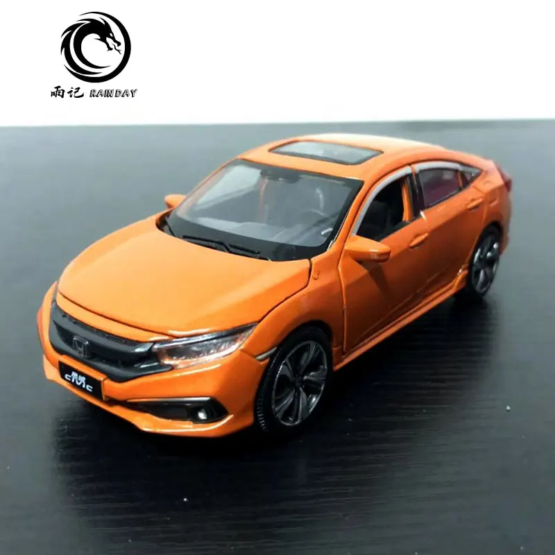 JK 1/32 масштабная модель автомобиля игрушки Япония Honda Civic звук и свет литья под давлением Металл тянет назад модель автомобиля игрушка для подарка, дети, коллекция