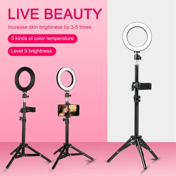 

Video Light 3 Gear Brightness LED Ring Light with Cell Phone Holder Stand for Live Stream tripod stand for Makeup Makeup Light