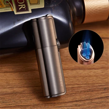 

JOBON Triple Torch Lighter 3 Jet Gas Cigar Lighter Turbo Windproof Powerful Metal Spray Gun Kitchen Pipe Flint Lighter Outdoor