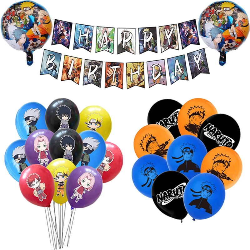 Uzumakied Narutoed Balloons Uchiha Sasuke Latex Ballons Happy Birthday Banner Party Decorations Kids Boys Japan Anime Hero Toys | Дом и сад