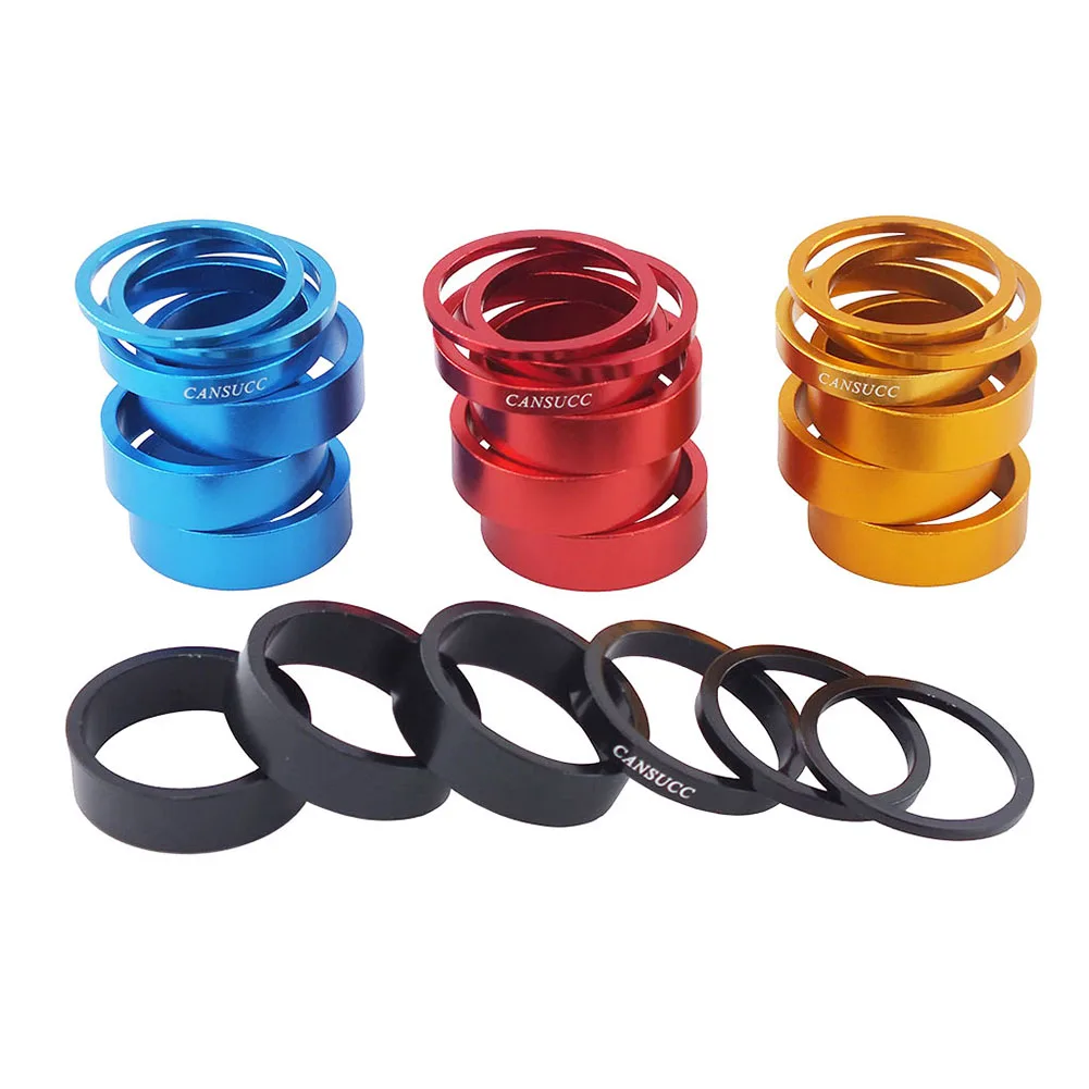 6 Pcs/set Aluminum Alloy Bike Headset Washer Mountain Bicycle Front Fork Washer Bike Stem Handlebar Spacers Ring Gasket bicycle headset bicycle spacer