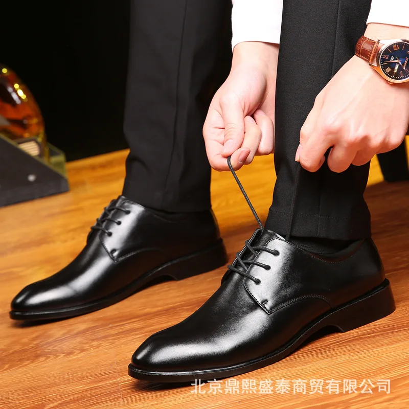 

Junchi ming lang Autumn And Winter New Style Men Business Formal Wear Leather Shoes Daily Life MEN'S Casual Shoes Going to Work